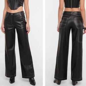 Staud Vegan Domino Pants wide leg black 4 small